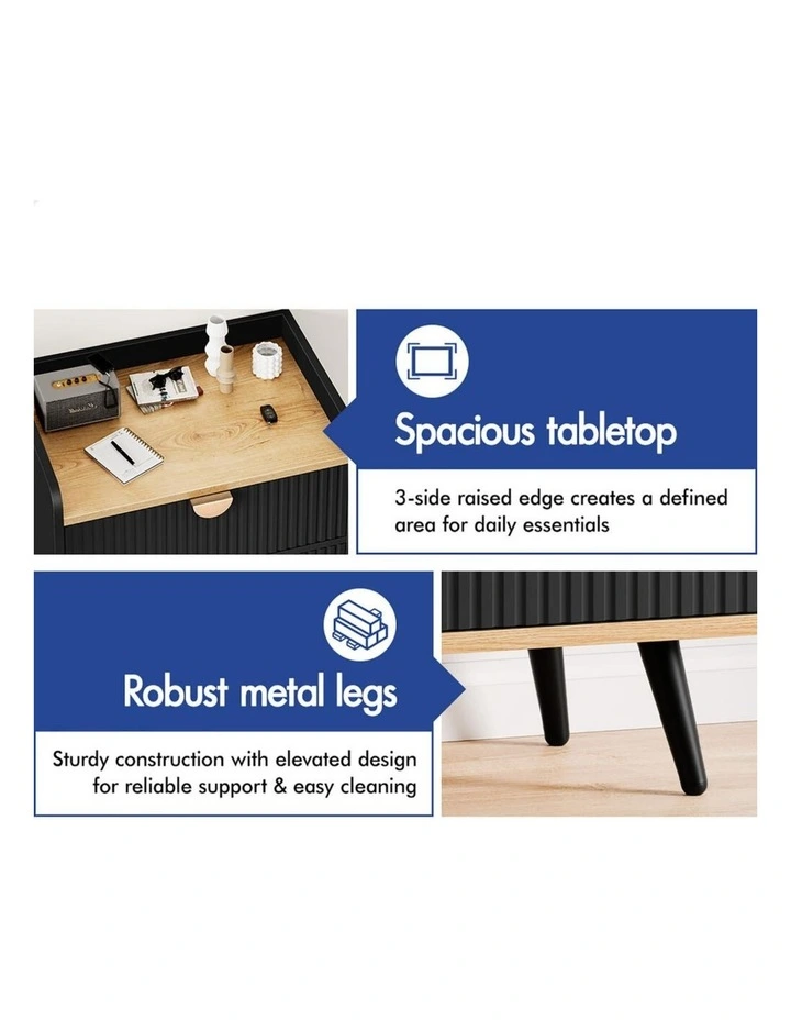 3 Chest of Drawers Modern Storage Cabinet Dresser Tallboy Black image 3