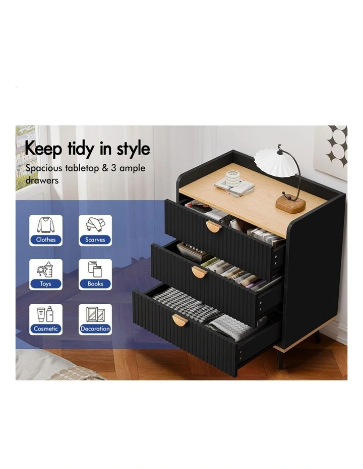 3 Chest of Drawers Modern Storage Cabinet Dresser Tallboy Black image 4