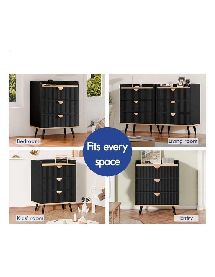 3 Chest of Drawers Modern Storage Cabinet Dresser Tallboy Black image 5