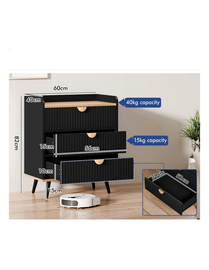 3 Chest of Drawers Modern Storage Cabinet Dresser Tallboy Black image 6