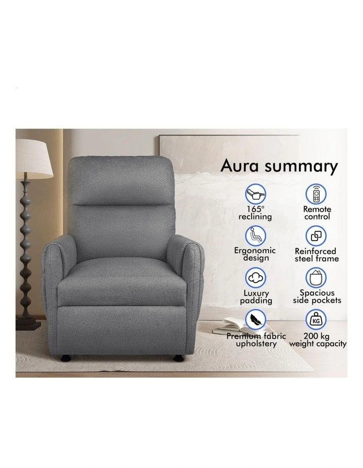 Recliner Chair Electric Auto Recline Armchair Lounge Sofa Fabric Grey image 2