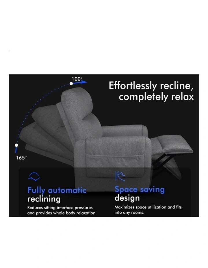 Recliner Chair Electric Auto Recline Armchair Lounge Sofa Fabric Grey image 4