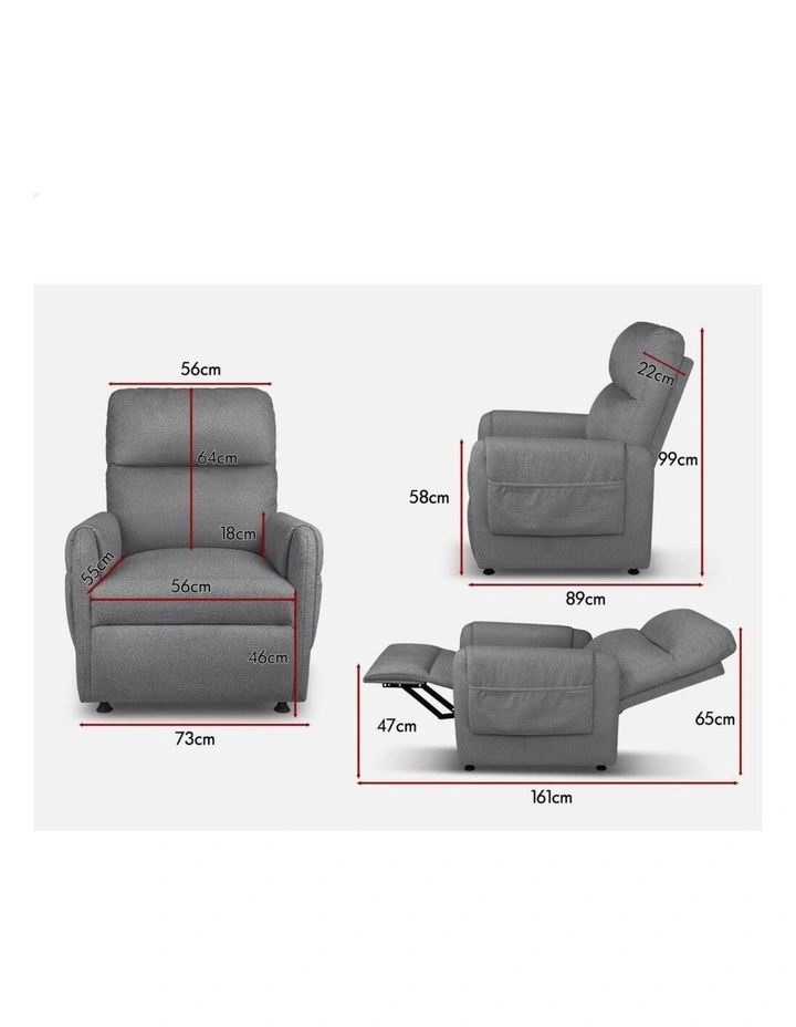 Recliner Chair Electric Auto Recline Armchair Lounge Sofa Fabric Grey image 7