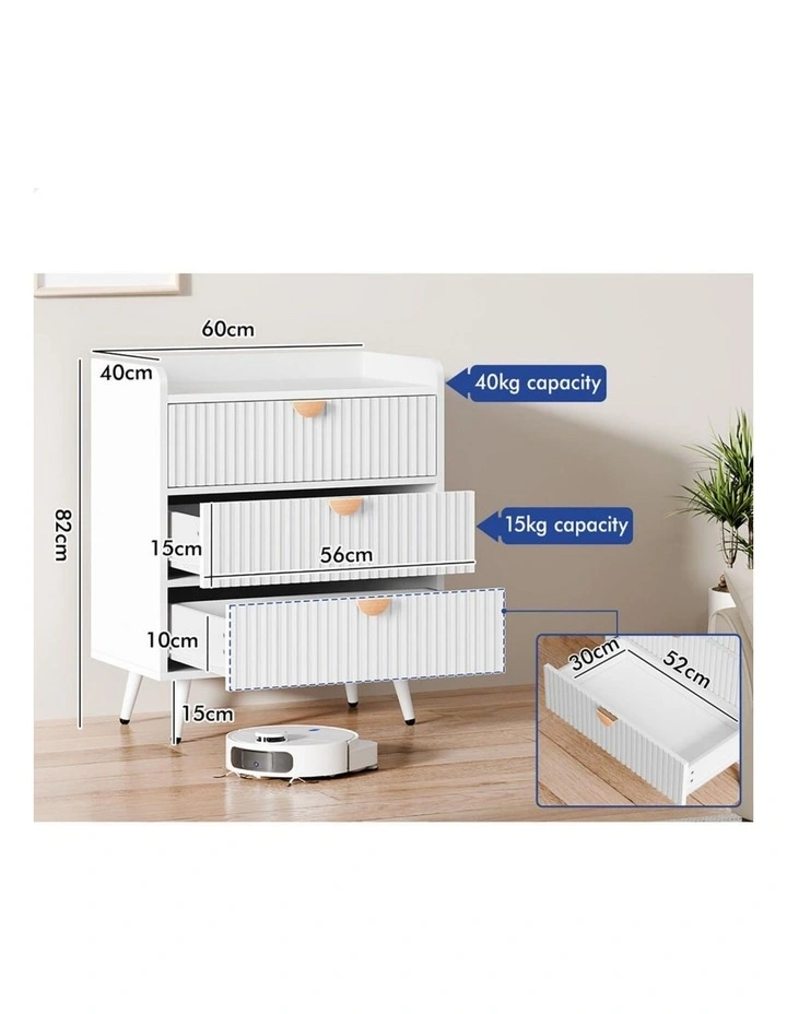3 Chest of Drawers Modern Storage Cabinet Dresser Tallboy White image 2