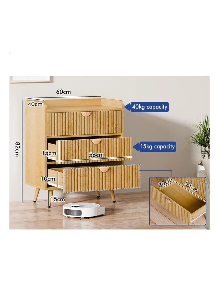 3 Chest of Drawers Modern Storage Cabinet Dresser Tallboy Wood image 3