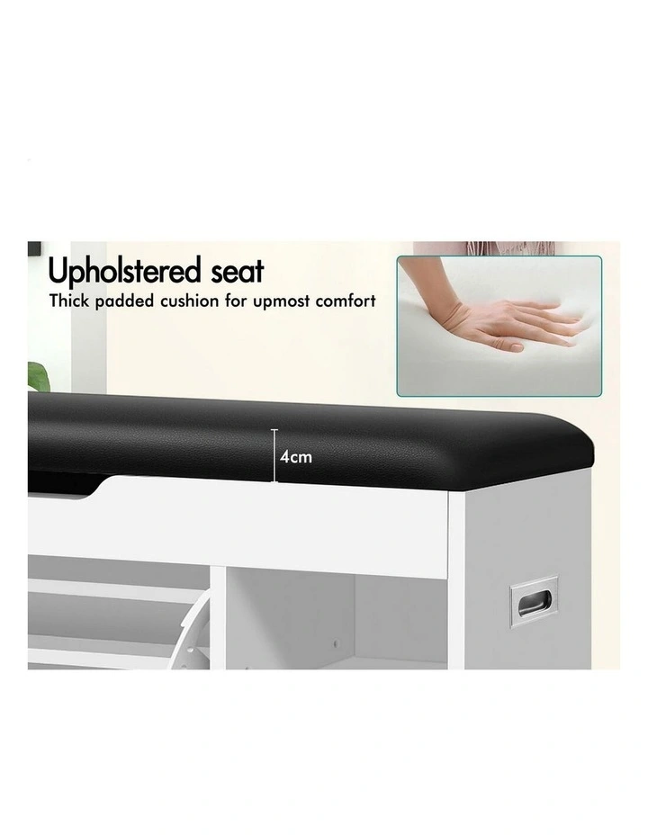 Shoe Cabinet Bench 18 Pairs White image 4