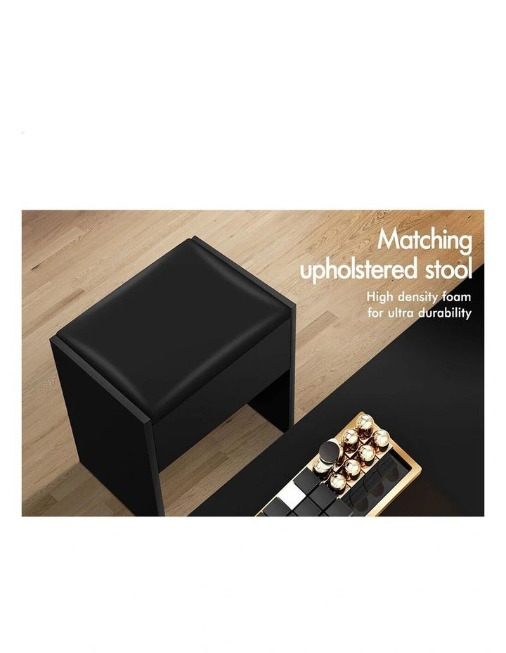 Dressing Table Stool Set Makeup Mirror Black image 5