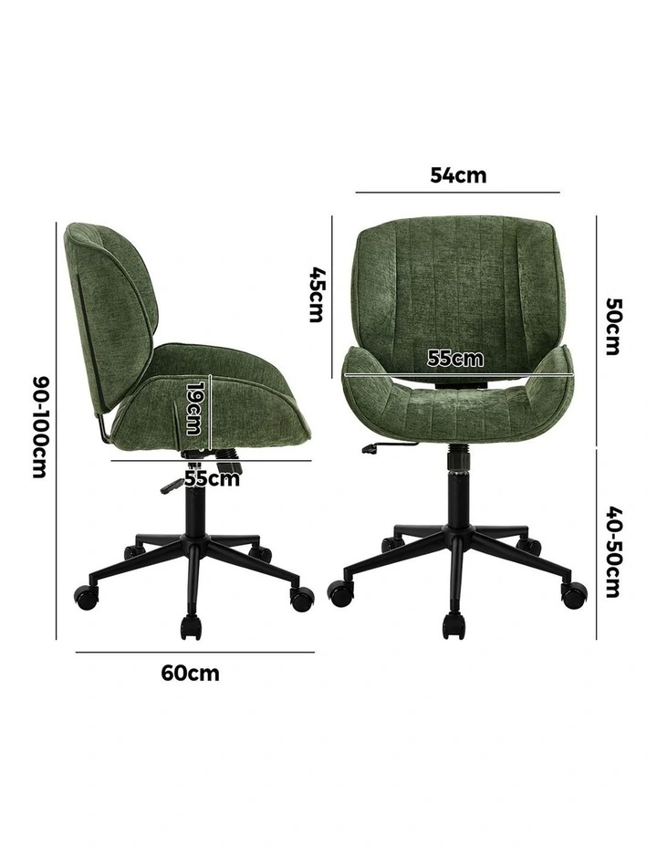 Oikiture Armless Office Chair Mid Back Swivel Gaming Desk Chair with Wheels Green image 3
