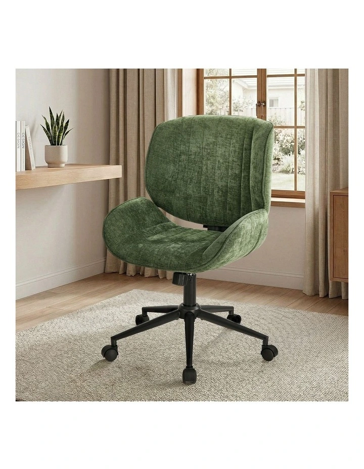 Oikiture Armless Office Chair Mid Back Swivel Gaming Desk Chair with Wheels Green image 4