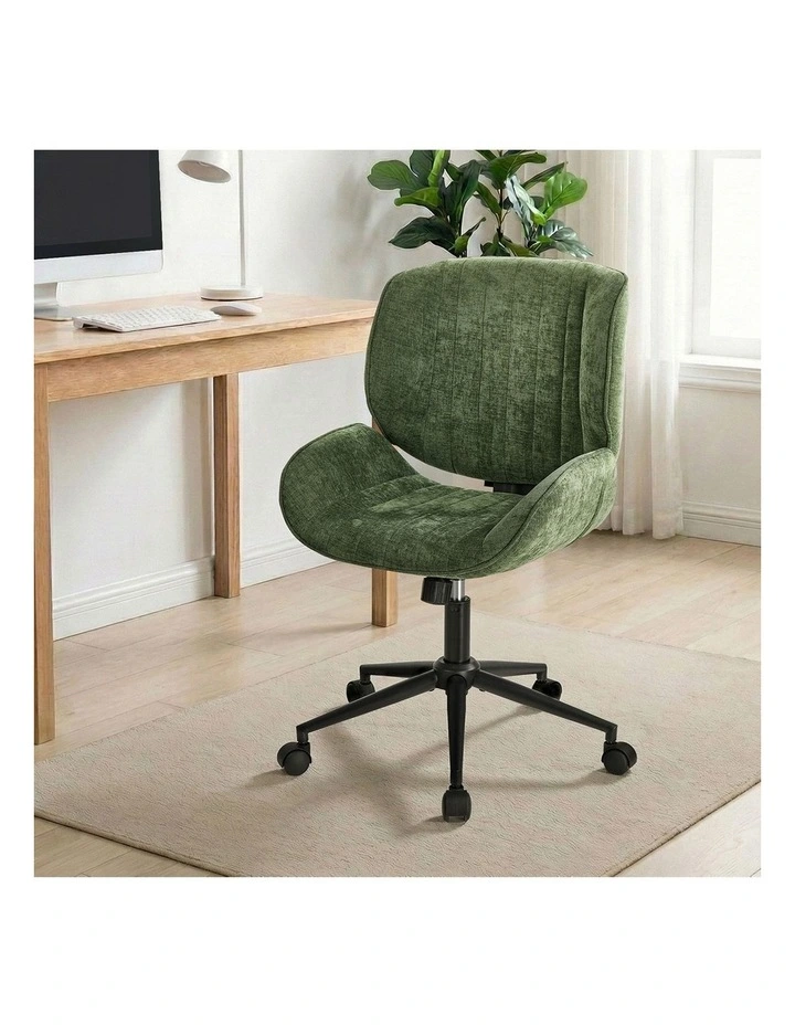 Oikiture Armless Office Chair Mid Back Swivel Gaming Desk Chair with Wheels Green image 5