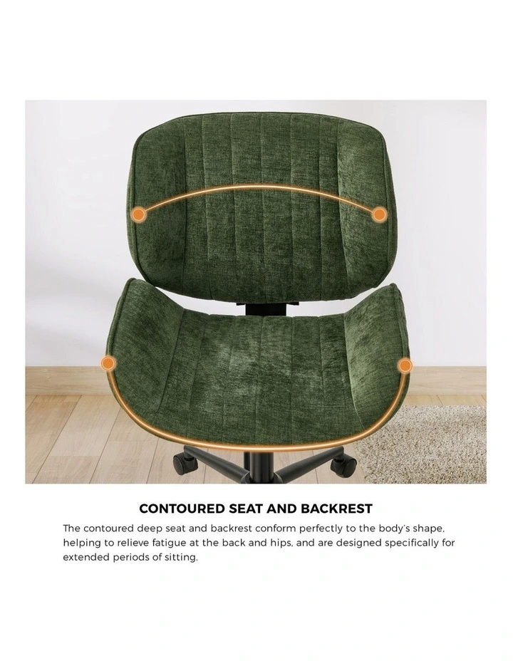 Oikiture Armless Office Chair Mid Back Swivel Gaming Desk Chair with Wheels Green image 6