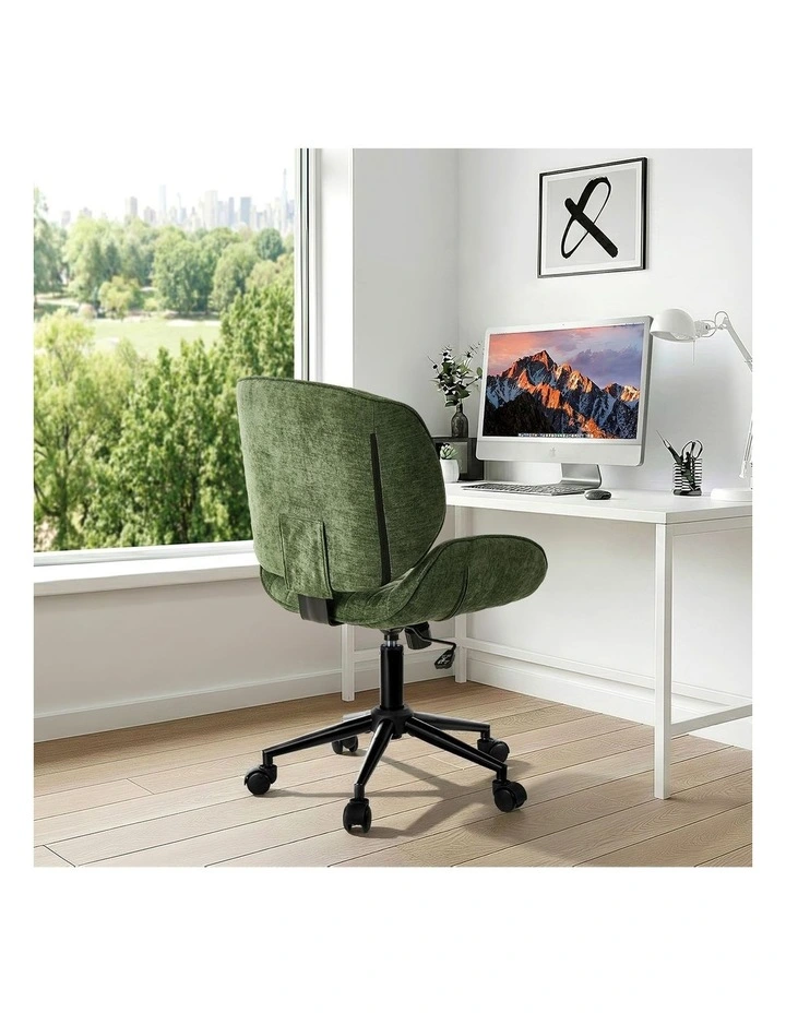 Oikiture Armless Office Chair Mid Back Swivel Gaming Desk Chair with Wheels Green image 7