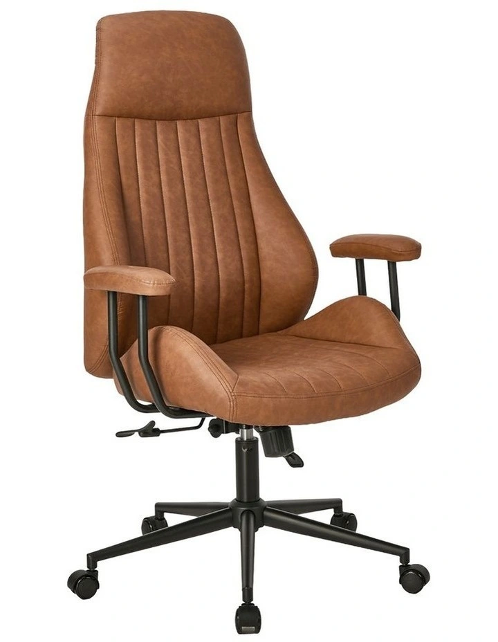 Oikiture Office Chair High Back Swivel Rolling Gaming Computer Chairs Brown image 1