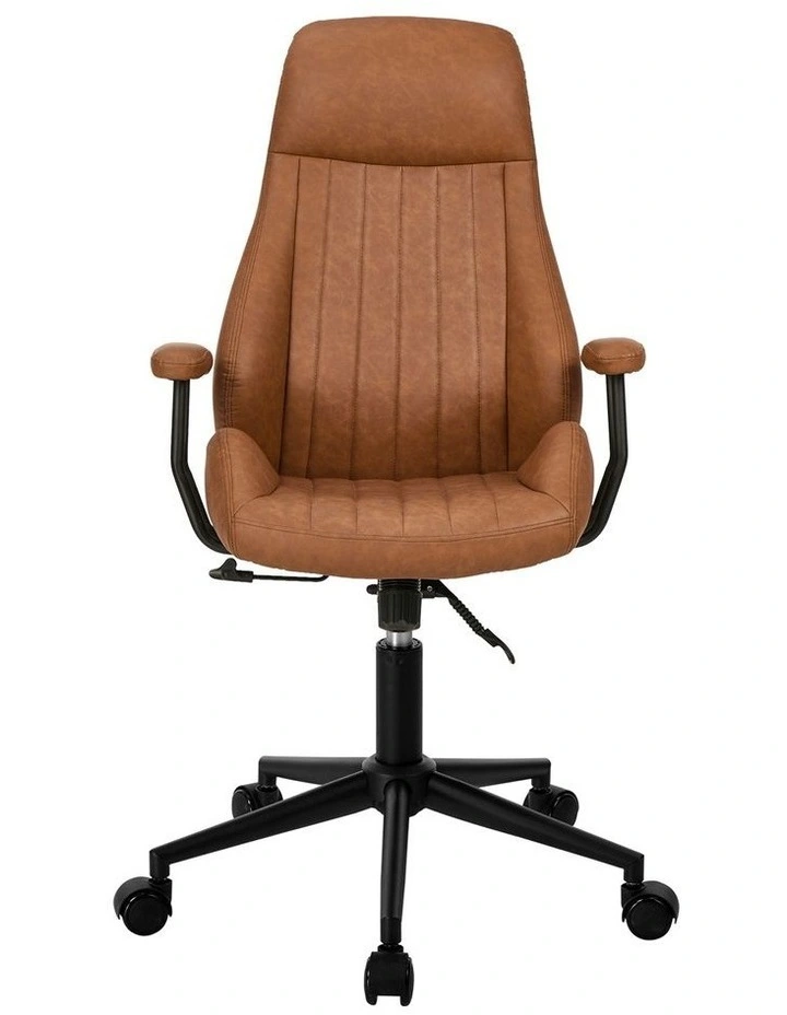 Oikiture Office Chair High Back Swivel Rolling Gaming Computer Chairs Brown image 2