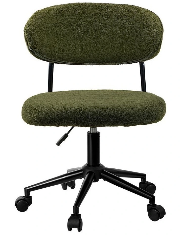 Oikiture Armless Office Chair Mid Back Wide Seat Swivel Home Desk Chair Green image 2