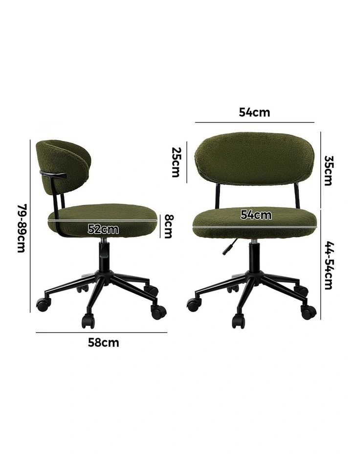 Oikiture Armless Office Chair Mid Back Wide Seat Swivel Home Desk Chair Green image 3