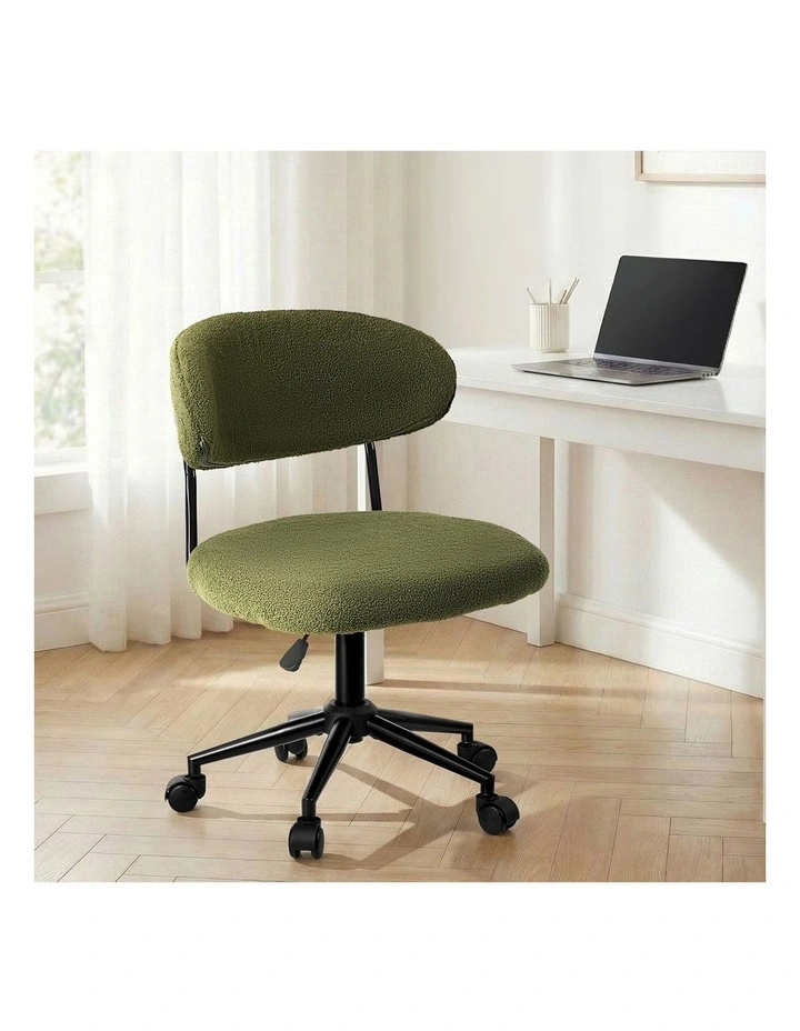 Oikiture Armless Office Chair Mid Back Wide Seat Swivel Home Desk Chair Green image 4
