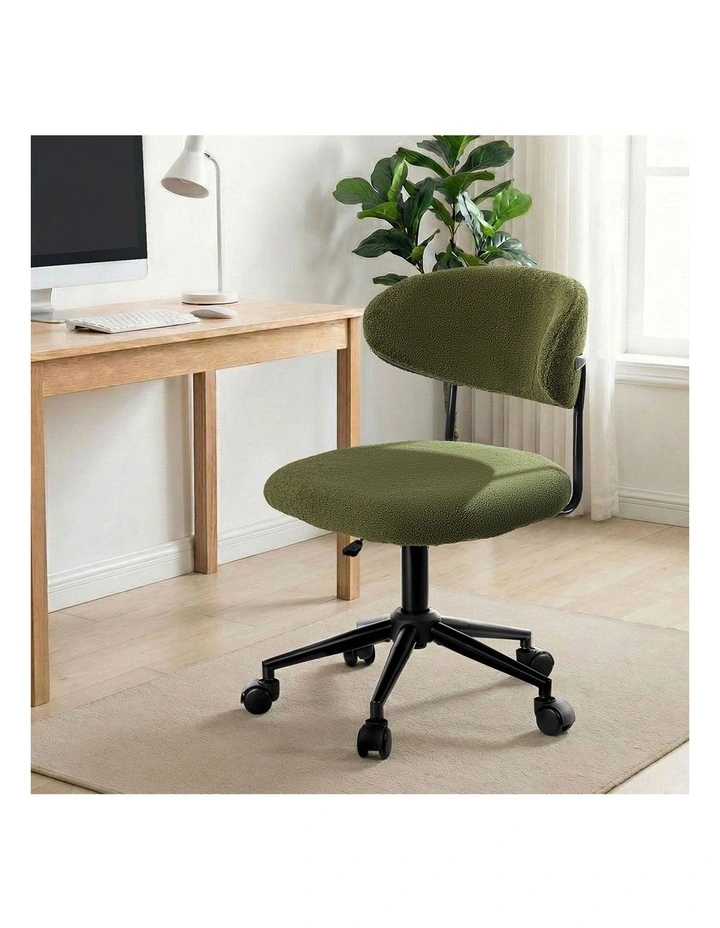 Oikiture Armless Office Chair Mid Back Wide Seat Swivel Home Desk Chair Green image 5