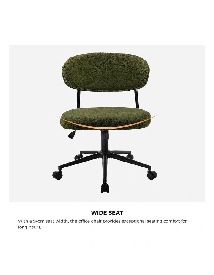 Oikiture Armless Office Chair Mid Back Wide Seat Swivel Home Desk Chair Green image 6