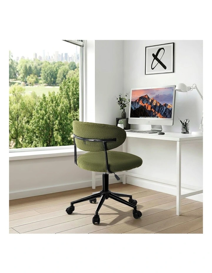 Oikiture Armless Office Chair Mid Back Wide Seat Swivel Home Desk Chair Green image 7