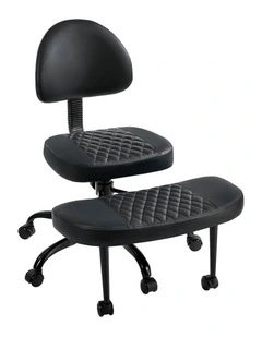 Oikiture Cross Legged Office Chair with Wheels Swivel Adjustable Height Black