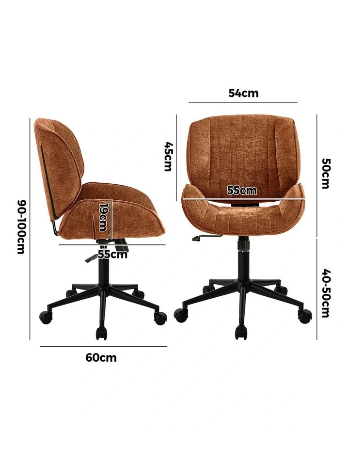 Oikiture Armless Office Chair Mid Back Swivel Gaming Desk Chair with Wheels Orange image 3