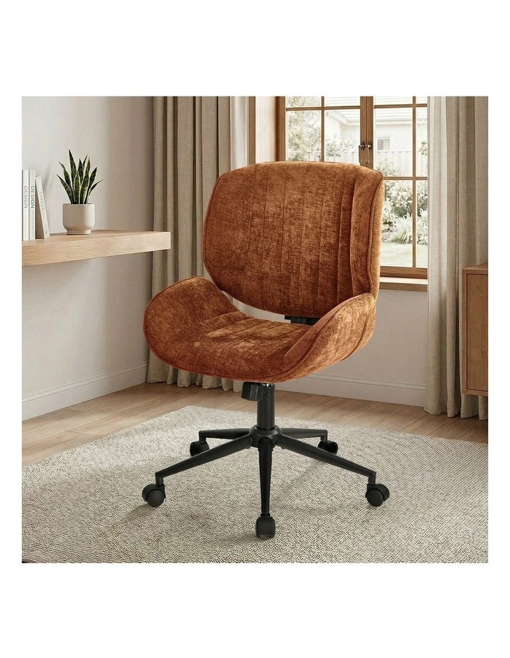 Oikiture Armless Office Chair Mid Back Swivel Gaming Desk Chair with Wheels Orange image 4