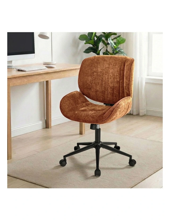 Oikiture Armless Office Chair Mid Back Swivel Gaming Desk Chair with Wheels Orange image 5