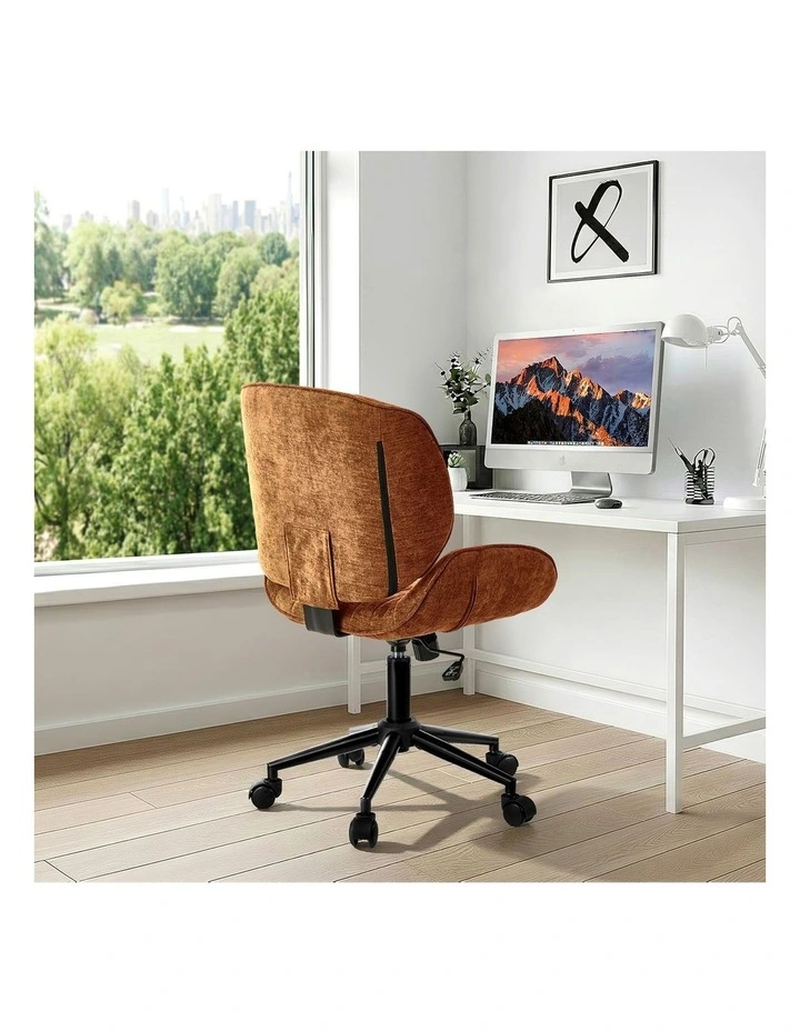 Oikiture Armless Office Chair Mid Back Swivel Gaming Desk Chair with Wheels Orange image 7