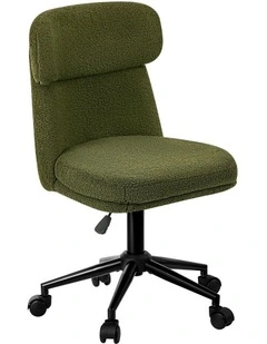 Oikiture Armless Office Chair Mid Back Computer Desk Chair Wheels Fabric Green