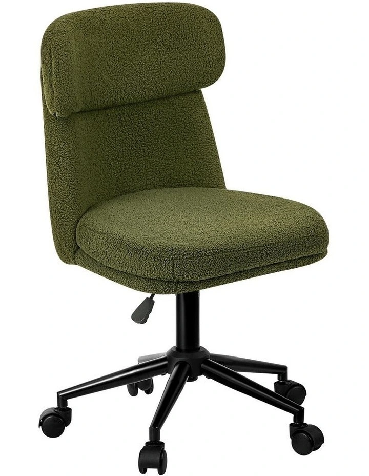 Oikiture Armless Office Chair Mid Back Computer Desk Chair Wheels Fabric Green image 1
