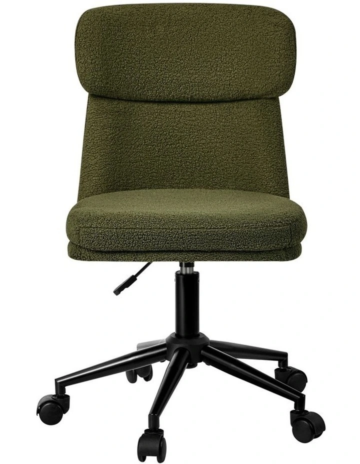 Oikiture Armless Office Chair Mid Back Computer Desk Chair Wheels Fabric Green image 2