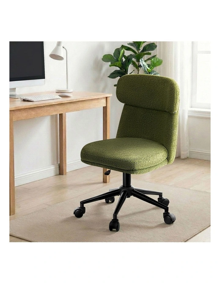 Oikiture Armless Office Chair Mid Back Computer Desk Chair Wheels Fabric Green image 5