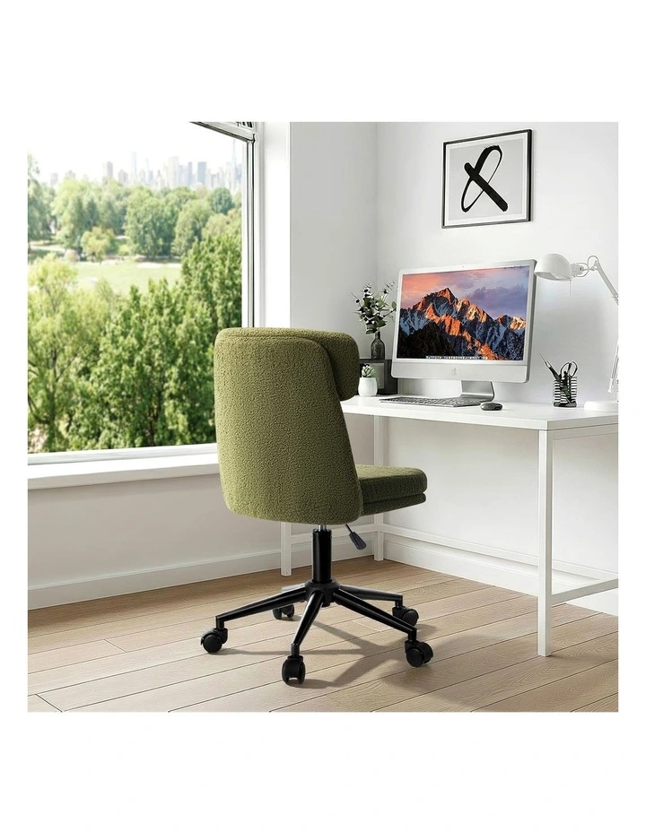 Oikiture Armless Office Chair Mid Back Computer Desk Chair Wheels Fabric Green image 7