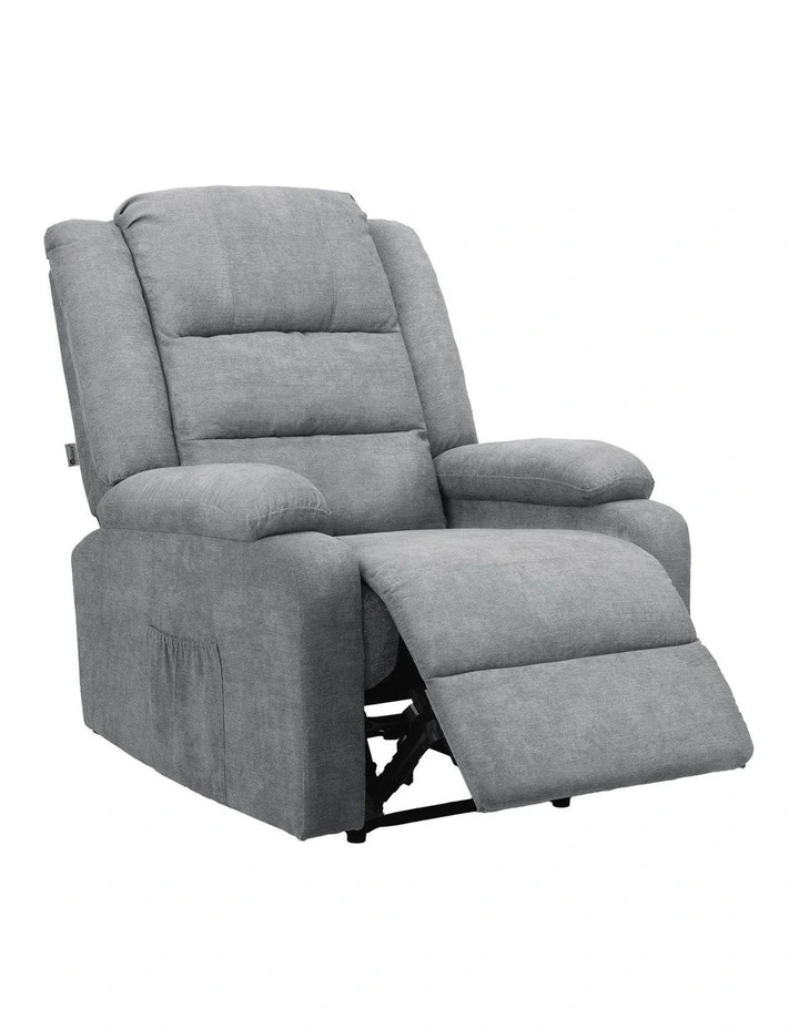 Oikiture Recliner Chair ArmChair Padded Lounge With Side Pocket Polyester Grey image 1