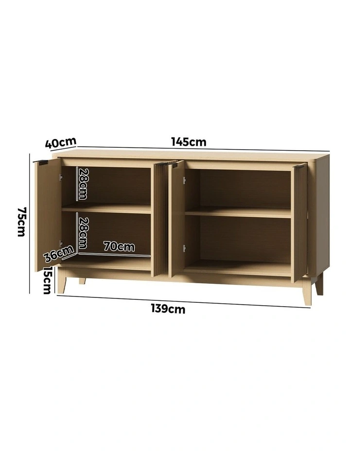 Oikiture Buffet Sideboard Storage Cabinet Hallway Table Natural image 3