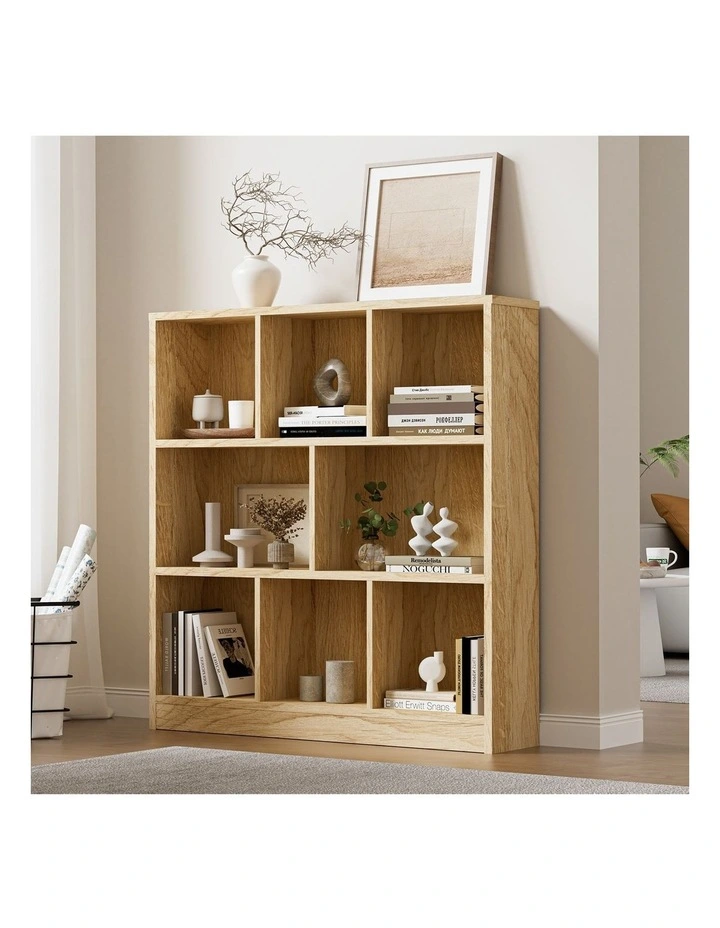 Oikiture Bookshelf Bookcase Display Shelves Unit Storage Organizer Stand Natural image 4