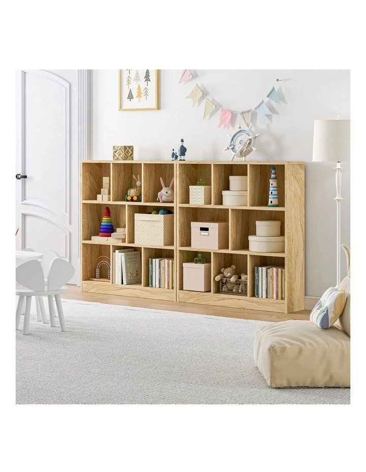 Oikiture Bookshelf Bookcase Display Shelves Unit Storage Organizer Stand Natural image 5