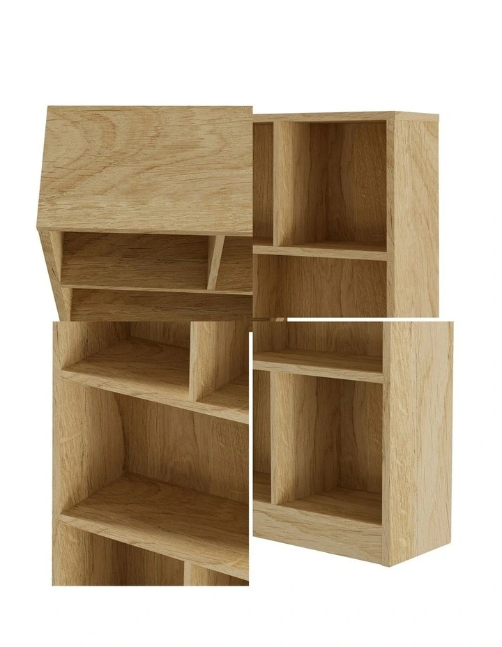 Oikiture Bookshelf Bookcase Display Shelves Unit Storage Organizer Stand Natural image 6