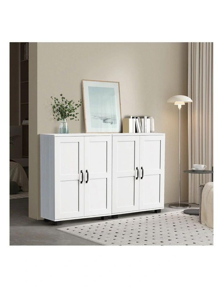 Oikiture Storage Cabinet Bathroom Buffet Sideboard 2 Door Cupboard White image 5