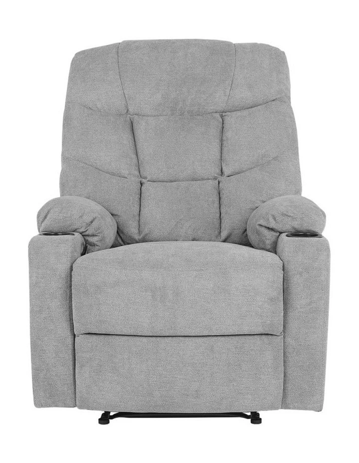 Oikiture Recliner Chair Electric Massage Chair Sofa Lounge Heated Polyester Grey image 2