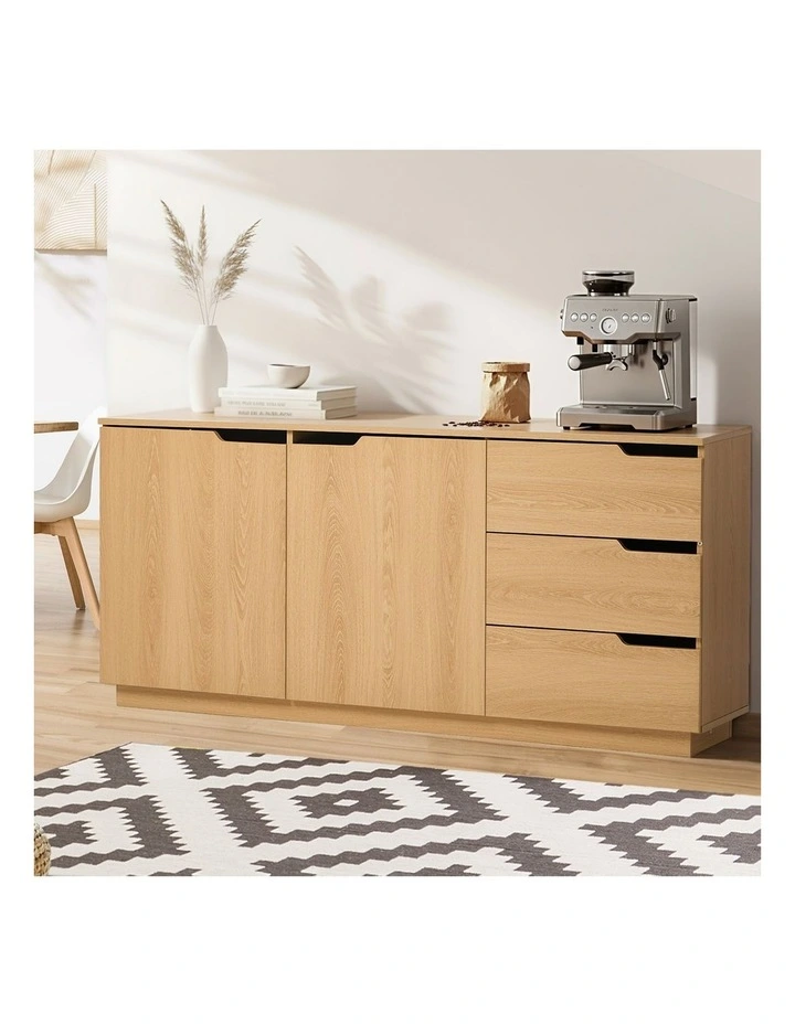 Oikiture Buffet Sideboard Storage Cabinet 3 Drawers image 4