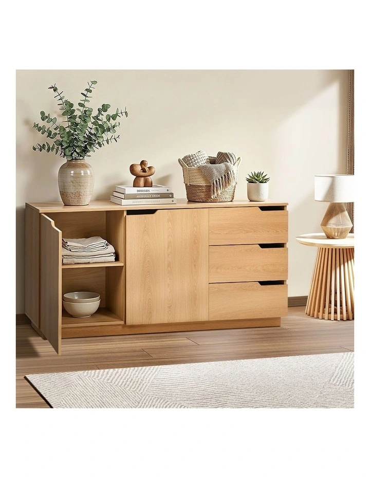 Oikiture Buffet Sideboard Storage Cabinet 3 Drawers image 5