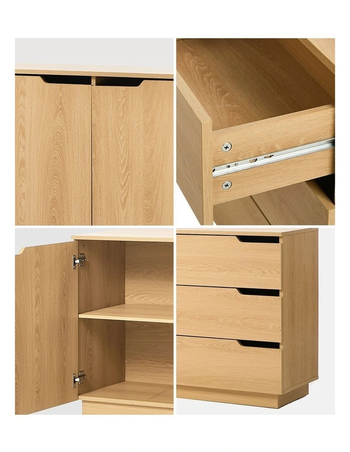 Oikiture Buffet Sideboard Storage Cabinet 3 Drawers image 6