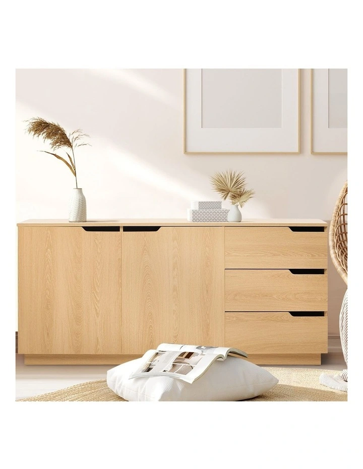 Oikiture Buffet Sideboard Storage Cabinet 3 Drawers image 7