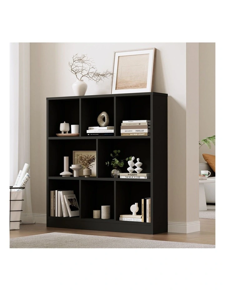 Oikiture Bookshelf Bookcase Display Shelves Unit Storage Organizer Stand Black image 4