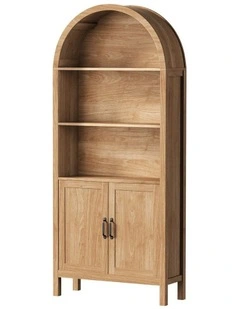 Oikiture Arched Bookshelf Display Shelf Bookcase Bookshelves Storage Cabinet
