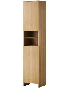 Oikiture Bathroom Cabinet Storage Laundry Tall Slim Floor Cupboard Natural