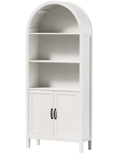 Oikiture Arched Bookshelf Display Shelf Bookcase Bookshelves Storage White