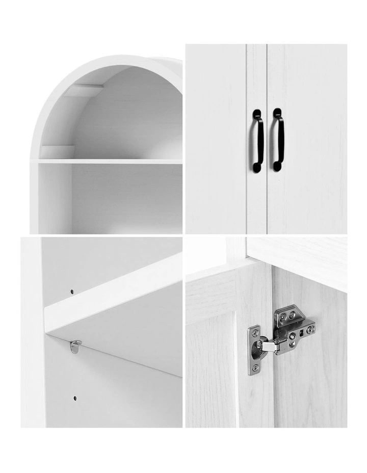 Oikiture Arched Bookshelf Display Shelf Bookcase Bookshelves Storage White image 6
